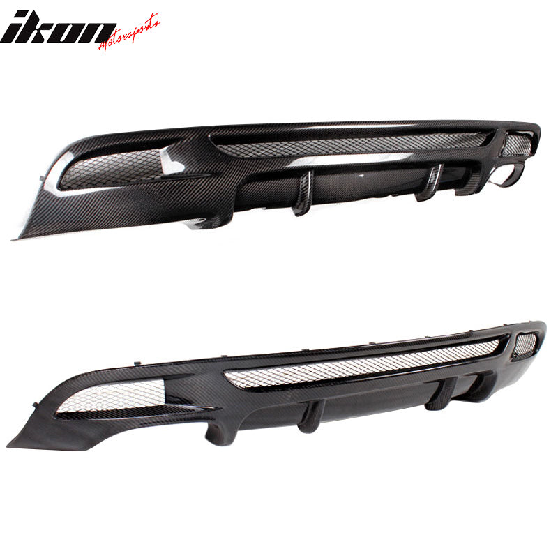 IKON MOTORSPORTS, Rear Diffuser Compatible With 2007-2013 BMW 1 Series E82 Coupe M Sport , Matte Carbon Fiber HT Style Rear Bumper Lip Spoiler Wing, 2008 2009 2010 2011 2012