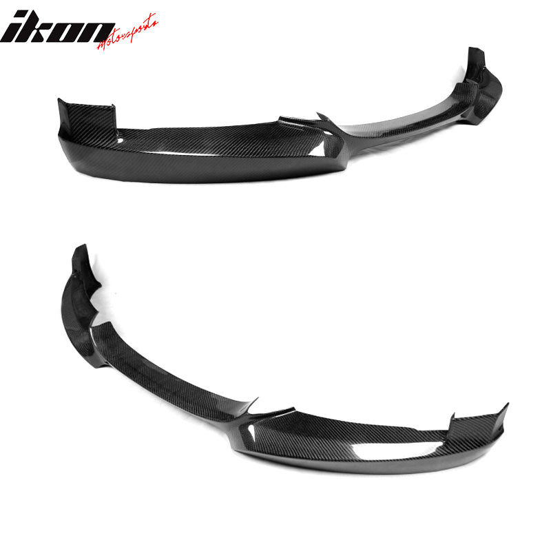 IKON MOTORSPORTS, Front Bumper Lip Compatible With 2007-2013 BMW 1 Series E82 Coupe M Sport Bumper , Matte Carbon Fiber + FRP HT Style Front Lip Spoiler Wing Chin Splitter, 2008 2009 2010 2011 2012