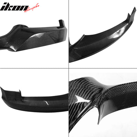 IKON MOTORSPORTS, Front Bumper Lip Compatible With 2007-2013 BMW 1 Series E82 Coupe M Sport Bumper , Matte Carbon Fiber + FRP HT Style Front Lip Spoiler Wing Chin Splitter, 2008 2009 2010 2011 2012