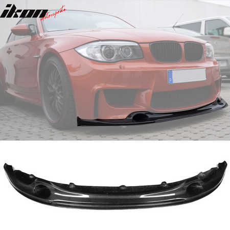 IKON MOTORSPORTS, Front Bumper Lip Compatible With 2011-2012 BMW 1M , Matte Carbon Fiber + FRP Revo Style Front Lip Spoiler Wing Chin Splitter