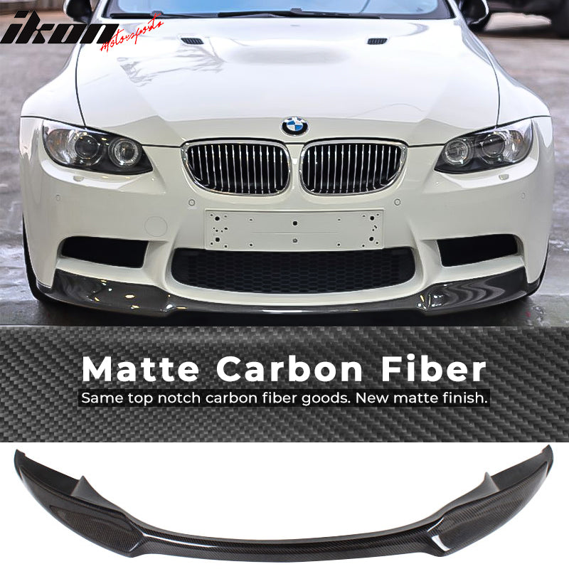 IKON MOTORSPORTS, Front Bumper Lip Compatible With 2008-2014 BMW M3 E90 E92 E93 Coupe Sedan , Matte Carbon Fiber VO Style Front Lip Spoiler Wing Chin Splitter, 2009 2010 2011 2012 2013