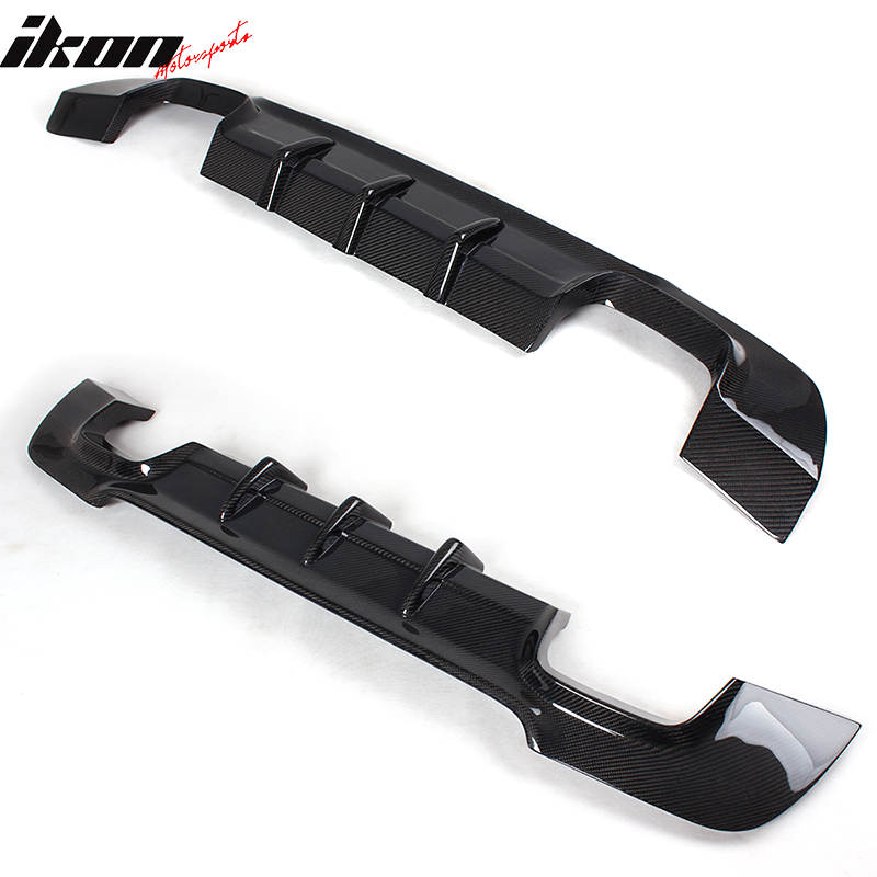 IKON MOTORSPORTS, Rear Diffuser Compatible With 2007-2013 BMW E92 E93 3 Series Coupe Convertible , Matte Carbon Fiber + FRP DD Style Rear Bumper Lip Spoiler Wing, 2008 2009 2010 2011 2012