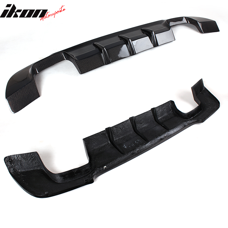 IKON MOTORSPORTS, Rear Diffuser Compatible With 2007-2013 BMW E92 E93 3 Series Coupe Convertible , Matte Carbon Fiber + FRP DD Style Rear Bumper Lip Spoiler Wing, 2008 2009 2010 2011 2012