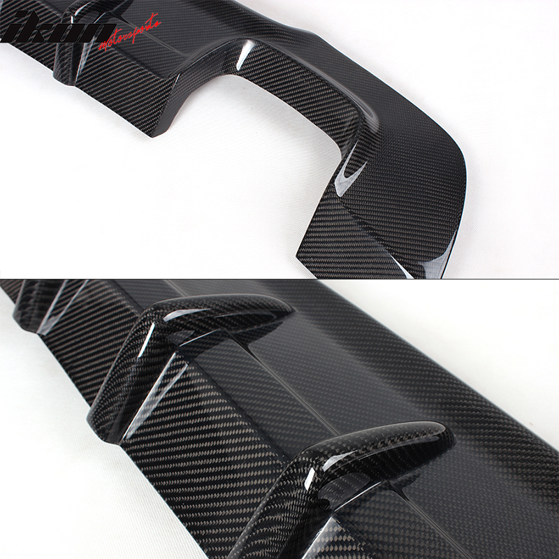 IKON MOTORSPORTS, Rear Diffuser Compatible With 2007-2013 BMW E92 E93 3 Series Coupe Convertible , Matte Carbon Fiber + FRP DD Style Rear Bumper Lip Spoiler Wing, 2008 2009 2010 2011 2012