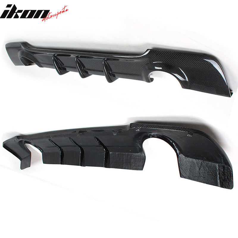 IKON MOTORSPORTS, Rear Diffuser Compatible With 2007-2013 BMW E92 E93 3 Series Coupe Convertible , Matte Carbon Fiber + FRP M Performance Style Rear Bumper Lip Spoiler Wing, 2008 2009 2010 2011 2012