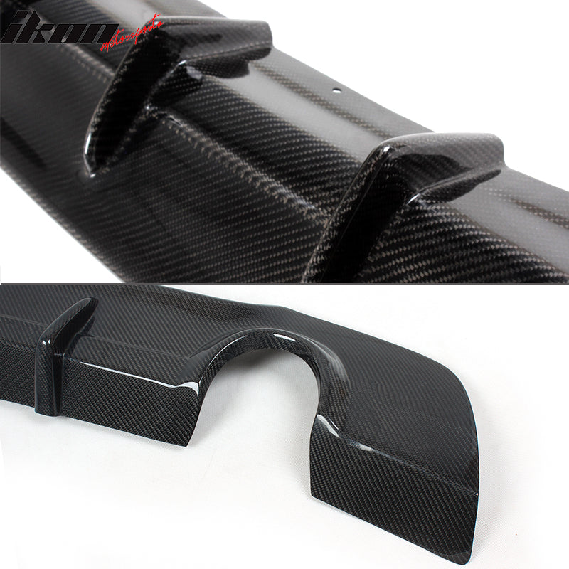 IKON MOTORSPORTS, Rear Diffuser Compatible With 2007-2013 BMW E92 E93 3 Series Coupe Convertible , Matte Carbon Fiber + FRP M Performance Style Rear Bumper Lip Spoiler Wing, 2008 2009 2010 2011 2012