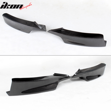 IKON MOTORSPORTS, Front Splitters Compatible With 2012-2018 BMW 3 Series F30 Sedan M Sport, Matte Carbon Fiber + FRP M Performance Style Front Spoiler Wing Chin Splitter, 2013 2014 2015 2016 2017