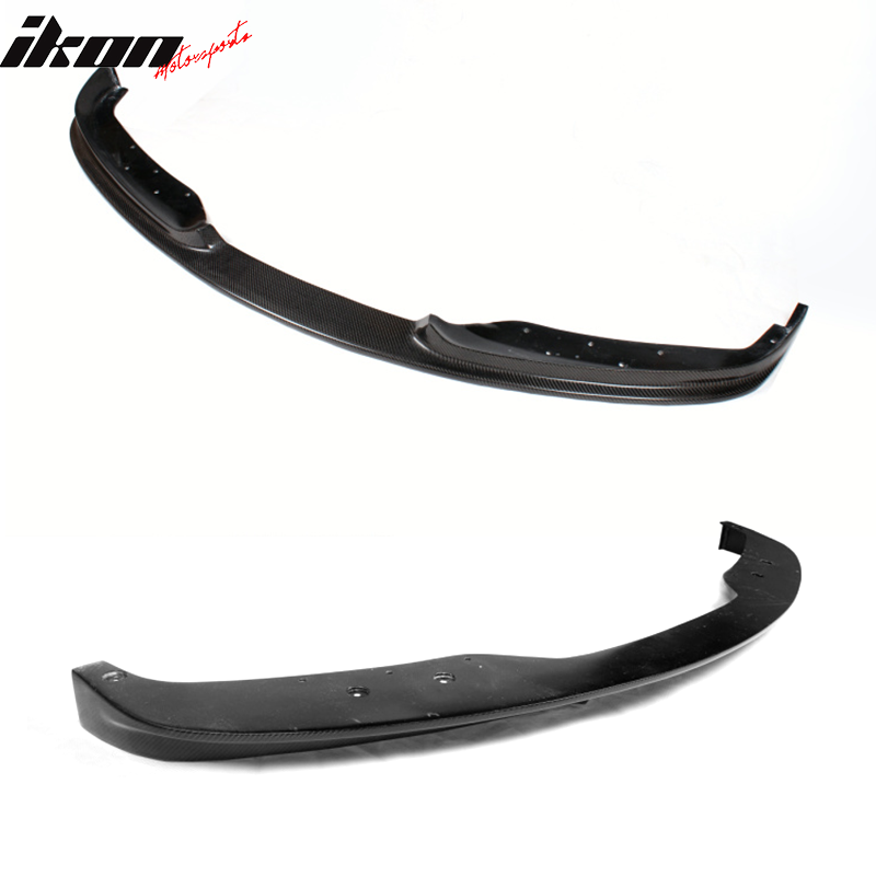 IKON MOTORSPORTS, Front Bumper Lip Compatible With 2012-2015 BMW 3 Series F30 Sedan Base Model , Matte Carbon Fiber H Style Front Lip Spoiler Wing Chin Splitter, 2013 2014