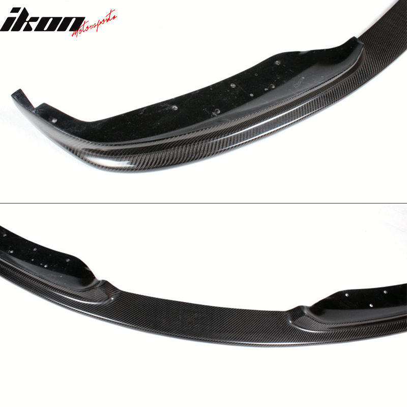 IKON MOTORSPORTS, Front Bumper Lip Compatible With 2012-2015 BMW 3 Series F30 Sedan Base Model , Matte Carbon Fiber H Style Front Lip Spoiler Wing Chin Splitter, 2013 2014