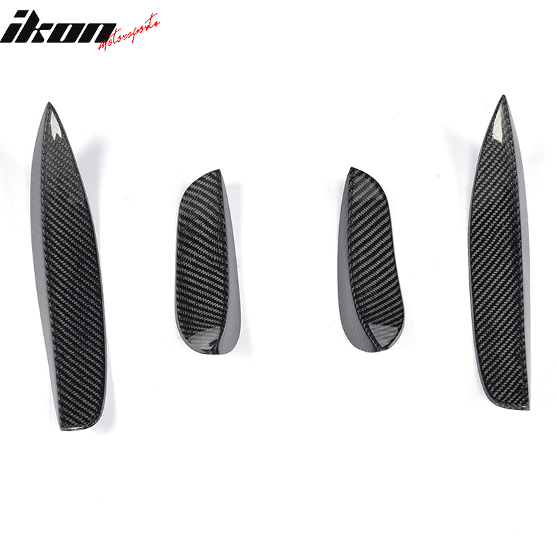 IKON MOTORSPORTS, Front Canards Compatible With 2015-2018 Mercedes-Benz C Class W205 Sedan , Matte Carbon Fiber JC Style Front Bumper Fin Canards 4PC, 2016 2017