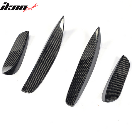 IKON MOTORSPORTS, Front Canards Compatible With 2015-2018 Mercedes-Benz C Class W205 Sedan , Matte Carbon Fiber JC Style Front Bumper Fin Canards 4PC, 2016 2017