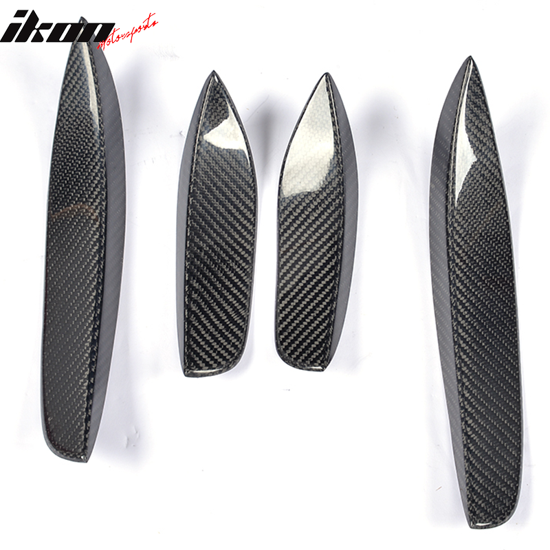 IKON MOTORSPORTS, Front Canards Compatible With 2015-2018 Mercedes-Benz C Class W205 Sedan , Matte Carbon Fiber JC Style Front Bumper Fin Canards 4PC, 2016 2017