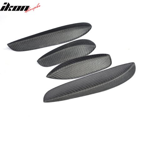 IKON MOTORSPORTS, Front Canards Compatible With 2015-2018 Mercedes-Benz C Class W205 Sedan , Matte Carbon Fiber JC Style Front Bumper Fin Canards 4PC, 2016 2017