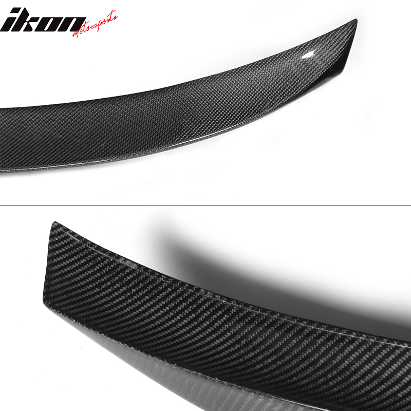 IKON MOTORSPORTS, Trunk Spoiler Compatible With 2014-2020 Infiniti Q50 , Matte Carbon Fiber ST Style Rear Spoiler Wing, 2015 2016 2017 2018 2019