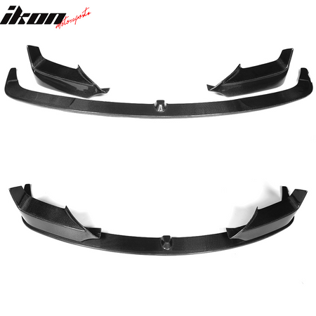 IKON MOTORSPORTS, Front Bumper Lip & Splitters Compatible With 2012-2017 BMW 6 Series F12 F13 M Sport , Matte Carbon Fiber + FRP P Style Front Lip Spoiler Wing, 2013 2014 2015 2016