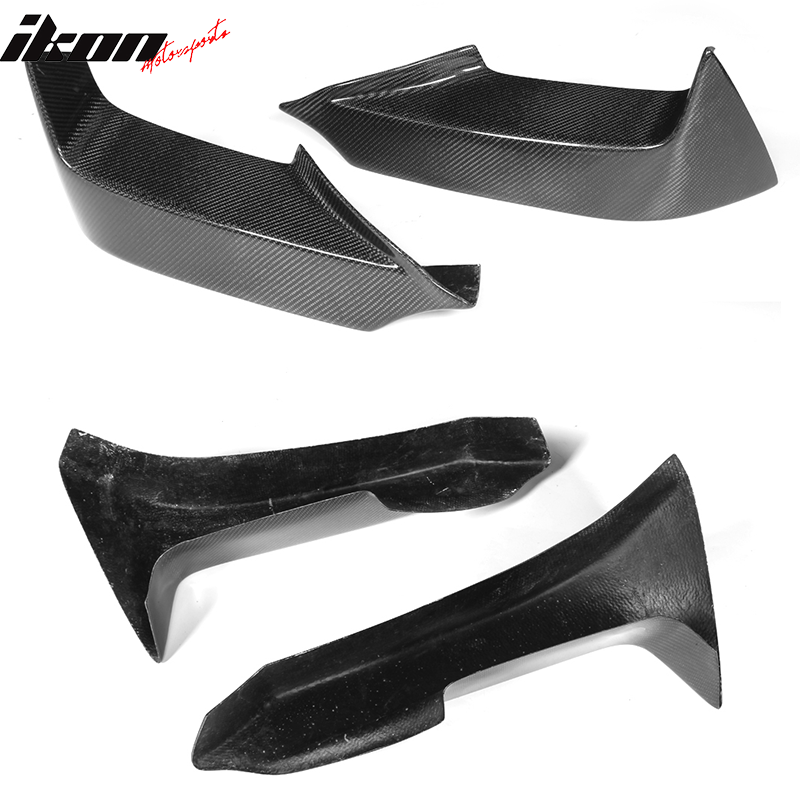 IKON MOTORSPORTS, Front Bumper Lip & Splitters Compatible With 2012-2017 BMW 6 Series F12 F13 M Sport , Matte Carbon Fiber + FRP P Style Front Lip Spoiler Wing, 2013 2014 2015 2016