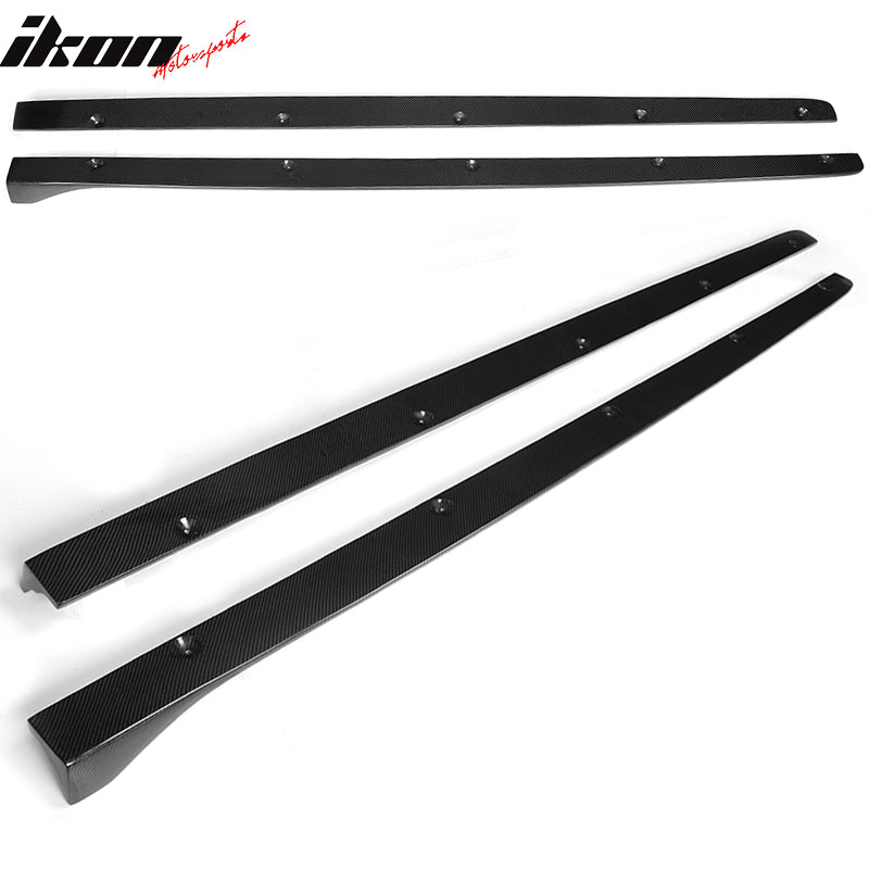 IKON MOTORSPORTS, Side Skirts Compatible With 2015-2018 Mercedes-Benz W205 AMG Sport , Matte Carbon Fiber S Style Side Skirt Extension Rocker Panel Pair, 2016 2017