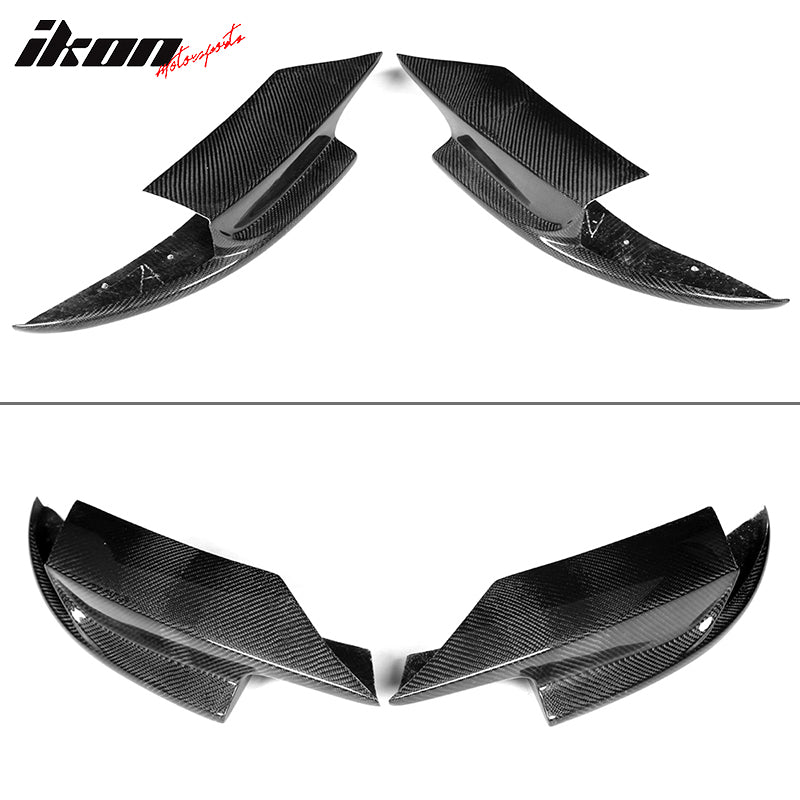 IKON MOTORSPORTS, Front Lip Splitters Compatible With 2012-2016 BMW 5 Series F10 M5 , Matte Carbon Fiber + FRP RKP Style Front Bumper Lip Spoiler Wing 2PC, 2013 2014 2015