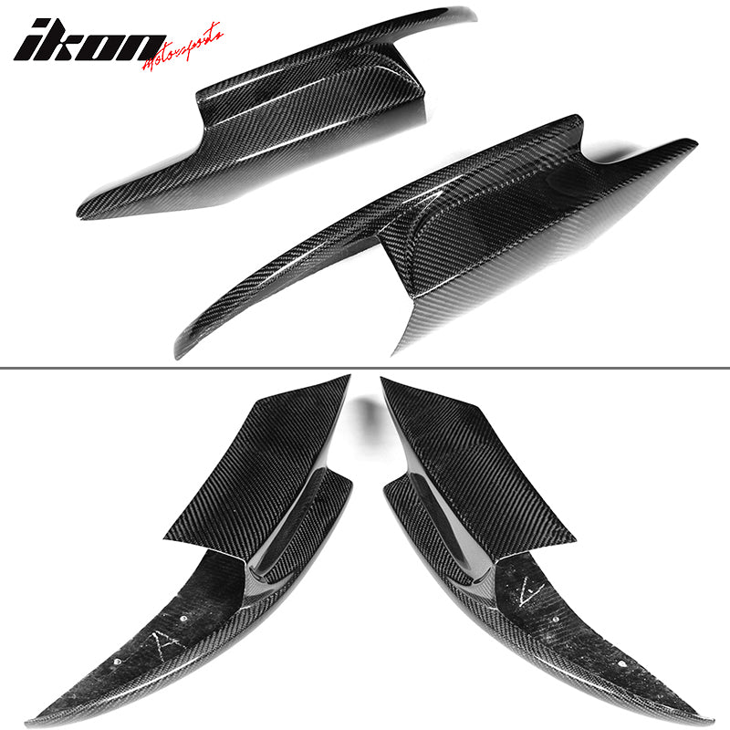 IKON MOTORSPORTS, Front Lip Splitters Compatible With 2012-2016 BMW 5 Series F10 M5 , Matte Carbon Fiber + FRP RKP Style Front Bumper Lip Spoiler Wing 2PC, 2013 2014 2015