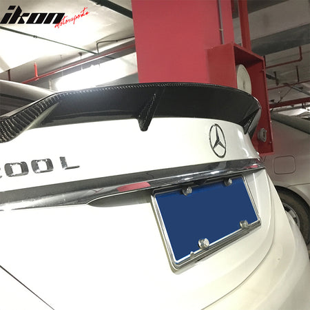 IKON MOTORSPORTS, Trunk Spoiler Compatible With 2015-2020 Mercedes-Benz C-Class W205 Sedan , Matte Carbon Fiber JC Style Rear Spoiler Wing, 2016 2017 2018 2019