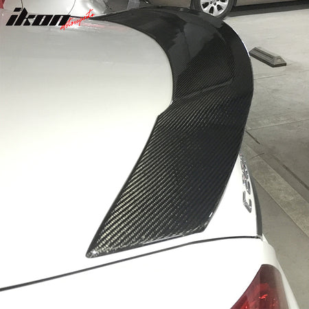 IKON MOTORSPORTS, Trunk Spoiler Compatible With 2015-2020 Mercedes-Benz C-Class W205 Sedan , Matte Carbon Fiber JC Style Rear Spoiler Wing, 2016 2017 2018 2019