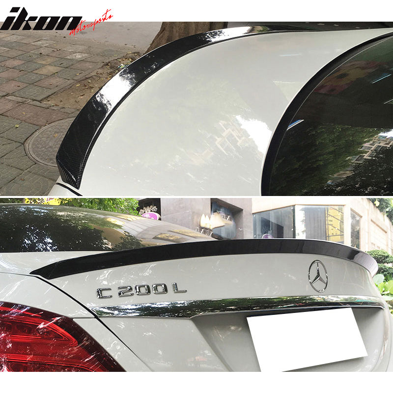 IKON MOTORSPORTS, Trunk Spoiler Compatible With 2015-2020 Mercedes-Benz C-Class W205 Sedan , Matte Carbon Fiber ML Style Rear Spoiler Wing, 2016 2017 2018 2019