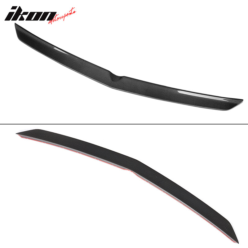 IKON MOTORSPORTS, Trunk Spoiler Compatible With 2010-2016 Mercedes-Benz E-Class W212 Sedan E200 E250 E300 E350 E400 E500 E550 , Matte Carbon Fiber + FRP V Style Rear Spoiler Wing, 2011 2012 2013 2014