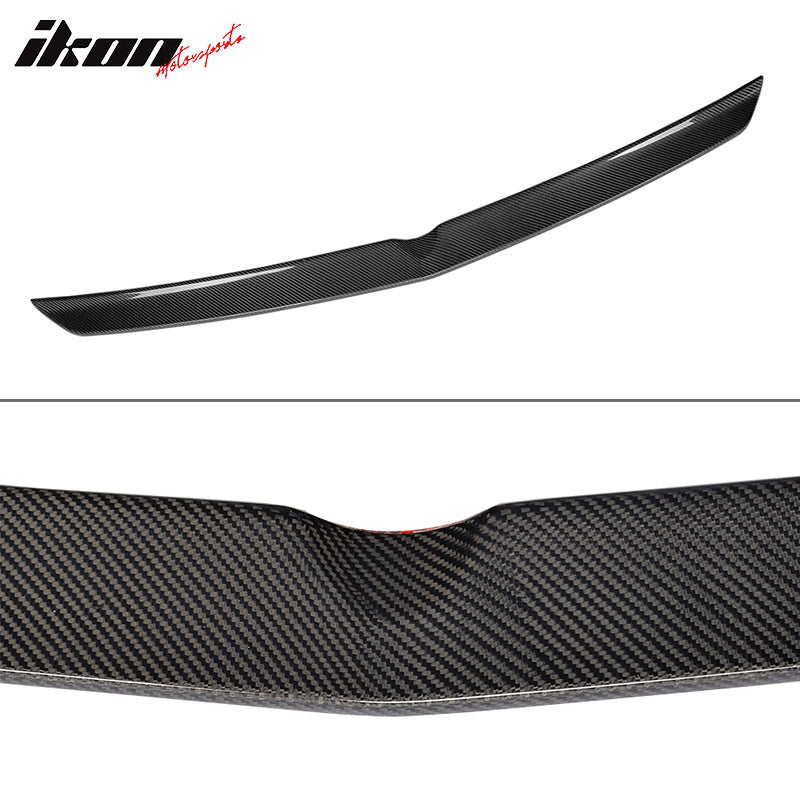 IKON MOTORSPORTS, Trunk Spoiler Compatible With 2010-2016 Mercedes-Benz E-Class W212 Sedan E200 E250 E300 E350 E400 E500 E550 , Matte Carbon Fiber + FRP V Style Rear Spoiler Wing, 2011 2012 2013 2014