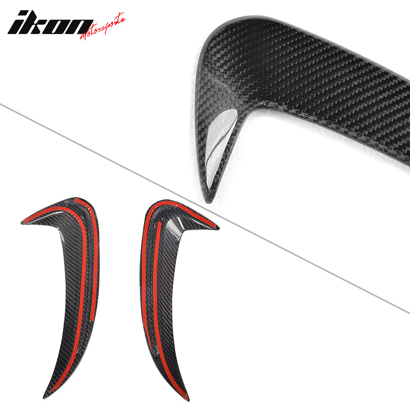 IKON MOTORSPORTS, Rear Bumper Vents Compatible With 2015-2018 Mercedes-Benz C Class W205 Sedan, JC Style Matte Carbon Fiber Rear Bumper Fins 2PC, 2016 2017