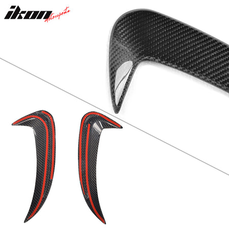 IKON MOTORSPORTS, Rear Bumper Vents Compatible With 2015-2018 Mercedes-Benz C Class W205 Sedan, JC Style Matte Carbon Fiber Rear Bumper Fins 2PC, 2016 2017