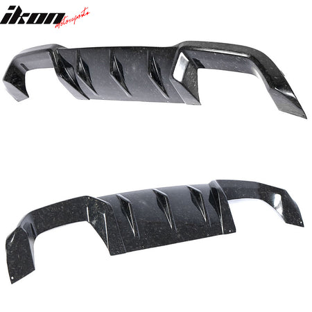 IKON MOTORSPORTS, Rear Diffuser Compatible With 2016-2021 BMW F87 M2 Coupe, MP Style Matte Forged Carbon Fiber Rear Bumper Lip Diffuser , 2017 2018 2019 2020