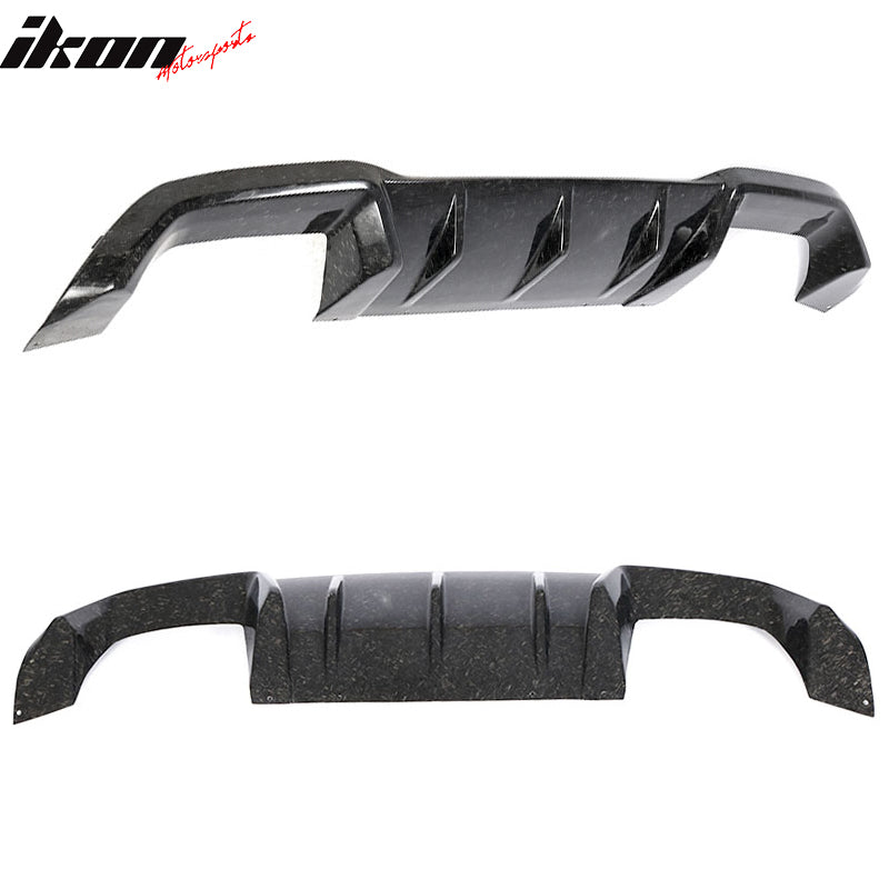 IKON MOTORSPORTS, Rear Diffuser Compatible With 2016-2021 BMW F87 M2 Coupe, MP Style Matte Forged Carbon Fiber Rear Bumper Lip Diffuser , 2017 2018 2019 2020