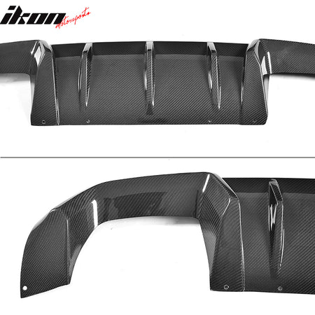 IKON MOTORSPORTS, Rear Diffuser Compatible With 2016-2019 BMW F87 M2 Coupe, MP Style Matte Carbon Fiber Rear Bumper Lip Valance Spoiler, 2017 2018