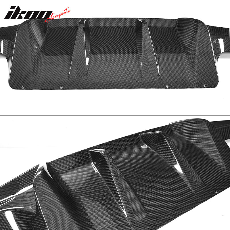 IKON MOTORSPORTS, Rear Diffuser Compatible With 2016-2019 BMW F87 M2, AP Style Matte Carbon Fiber Rear Bumper Lip Valance Spoiler, 2017 2018