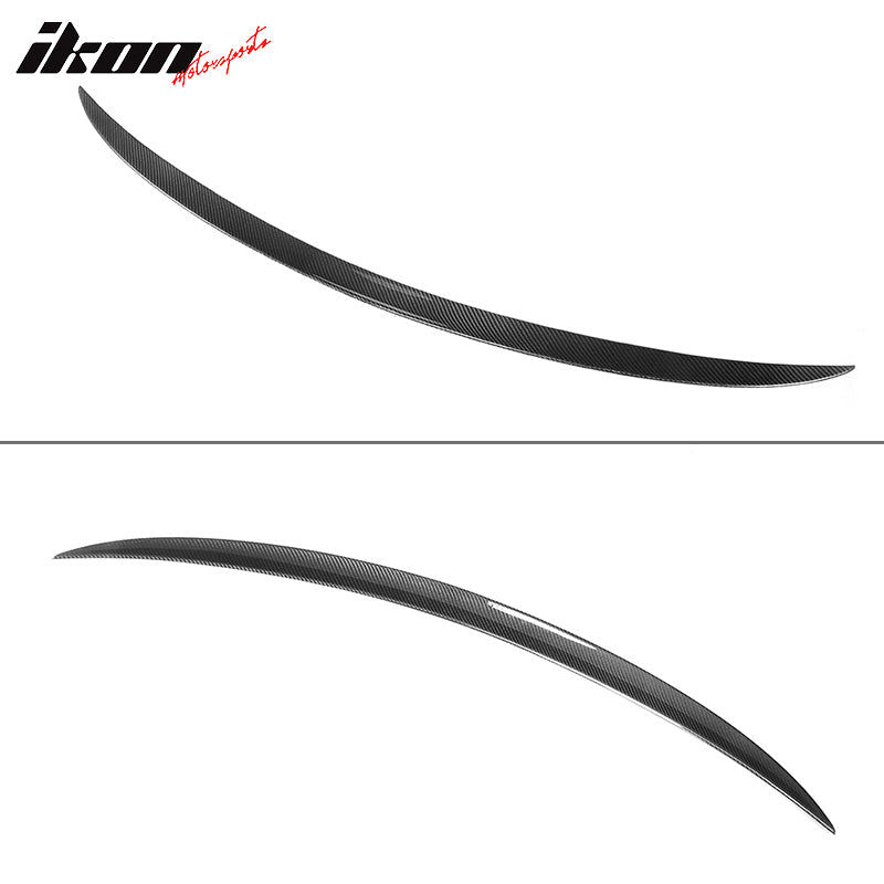 IKON MOTORSPORTS, Trunk Spoiler Compatible With 2016-2021 BMW F87 M2 & 2014-2021 F22 220i M235i, V Style Matte Carbon Fiber Rear Spoiler Wing, 2015 2016 2017 2018