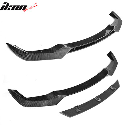 IKON MOTORSPORTS, Front Bumper Lip Compatible With 2016-2018 BMW F87 M2, V Style Matte Carbon Fiber Front Lip Chin Valance Spoiler Splitter, 2017 2018