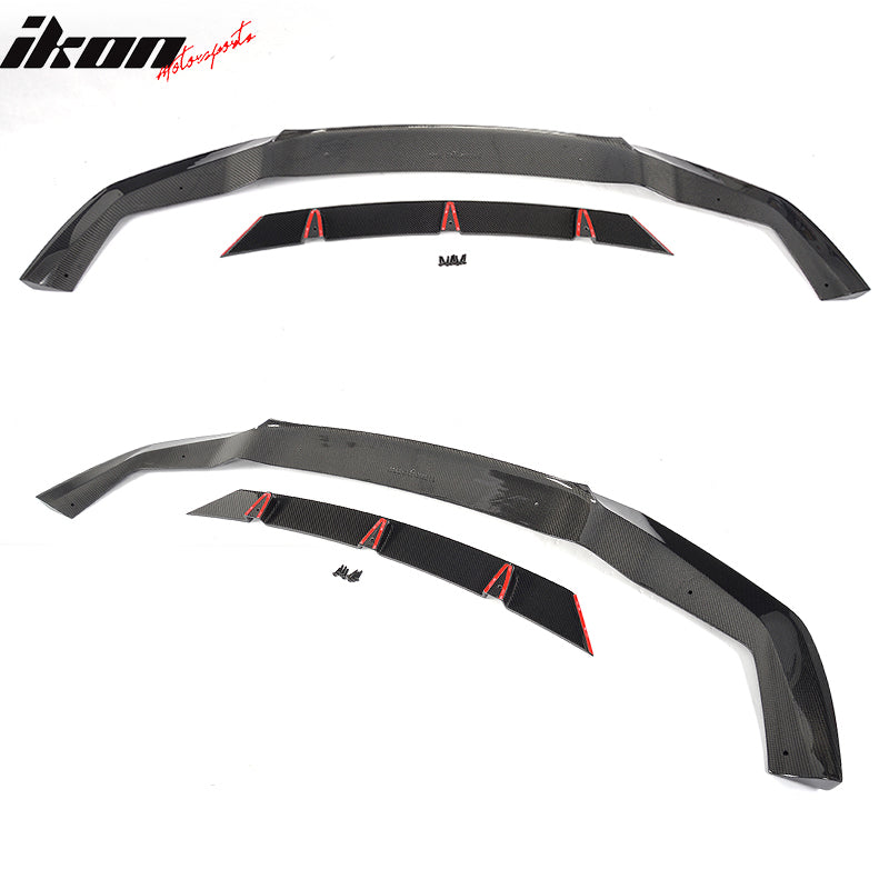 IKON MOTORSPORTS, Front Bumper Lip Compatible With 2016-2018 BMW F87 M2, V Style Matte Carbon Fiber Front Lip Chin Valance Spoiler Splitter, 2017 2018