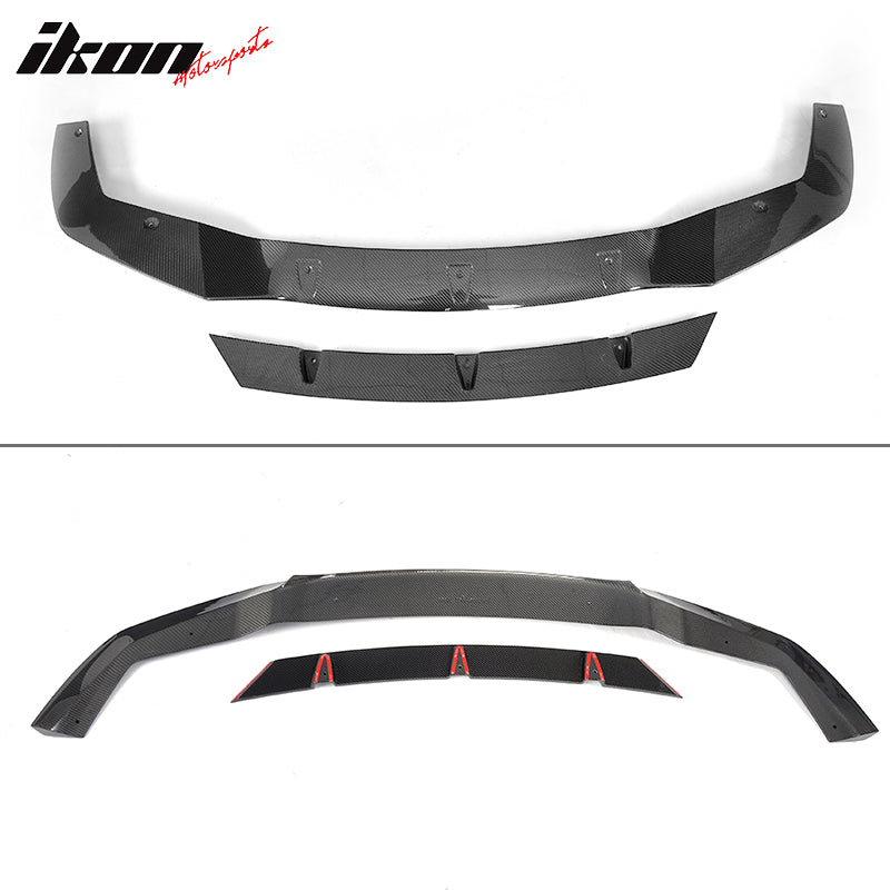 IKON MOTORSPORTS, Front Bumper Lip Compatible With 2016-2018 BMW F87 M2, V Style Matte Carbon Fiber Front Lip Chin Valance Spoiler Splitter, 2017 2018