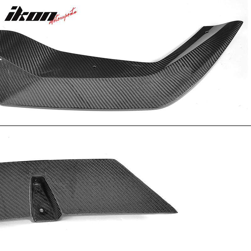 IKON MOTORSPORTS, Front Bumper Lip Compatible With 2016-2018 BMW F87 M2, V Style Matte Carbon Fiber Front Lip Chin Valance Spoiler Splitter, 2017 2018