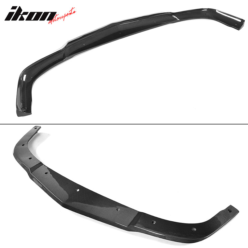 IKON MOTORSPORTS, Front Bumper Lip Compatible With 2006-2009 Mercedes-Benz W211 E63 AMG Sedan, XY Style Matte Carbon Fiber Front Lip Chin Valance Spoiler Splitter, 2007 2008