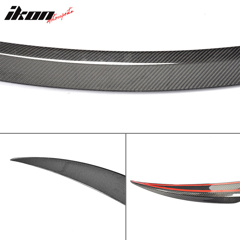 IKON MOTORSPORTS, Trunk Spoiler Compatible With 2015-2018 Alfa Romeo Giulia Sedan, Factory Style Matte Carbon Fiber Rear Spoiler Wing, 2016 2017