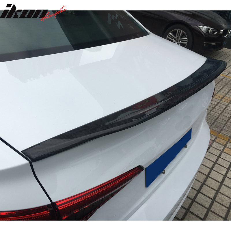 IKON MOTORSPORTS, Trunk Spoiler Compatible With 2017-2020 Audi A4 B9, CA Style Matte Carbon Fiber Rear Spoiler Wing, 2018 2019