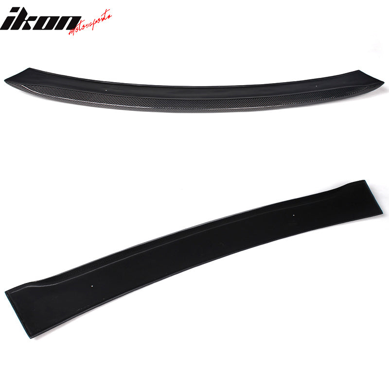 IKON MOTORSPORTS, Roof Spoiler Compatible With 2010-2016 Mercedes-Benz W212 E Class Sedan 4-Door, AMG Style Matte Carbon Fiber Rear Spoiler Wing, 2011 2012 2013 2014 2015