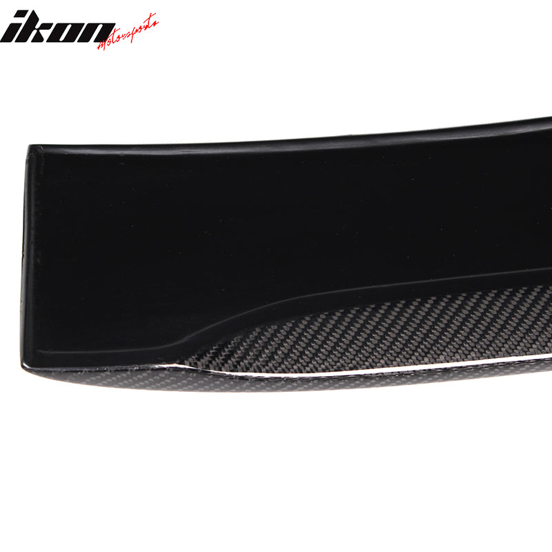 IKON MOTORSPORTS, Roof Spoiler Compatible With 2010-2016 Mercedes-Benz W212 E Class Sedan 4-Door, AMG Style Matte Carbon Fiber Rear Spoiler Wing, 2011 2012 2013 2014 2015