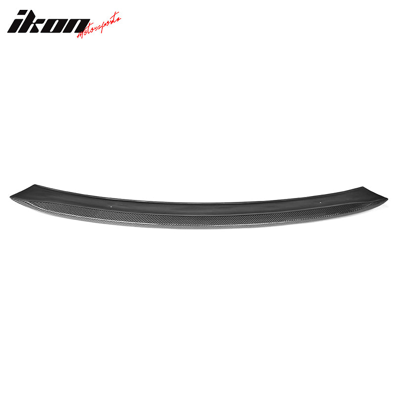 IKON MOTORSPORTS, Roof Spoiler Compatible With 2010-2016 Mercedes-Benz W212 E Class Sedan 4-Door, AMG Style Matte Carbon Fiber Rear Spoiler Wing, 2011 2012 2013 2014 2015