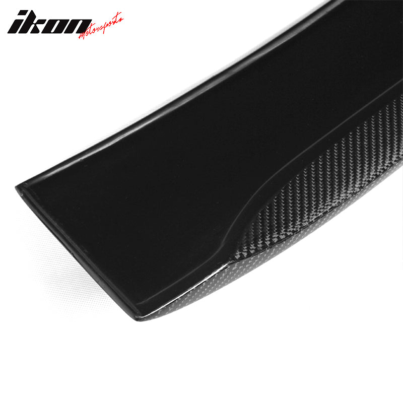 IKON MOTORSPORTS, Roof Spoiler Compatible With 2010-2016 Mercedes-Benz W212 E Class Sedan 4-Door, AMG Style Matte Carbon Fiber Rear Spoiler Wing, 2011 2012 2013 2014 2015