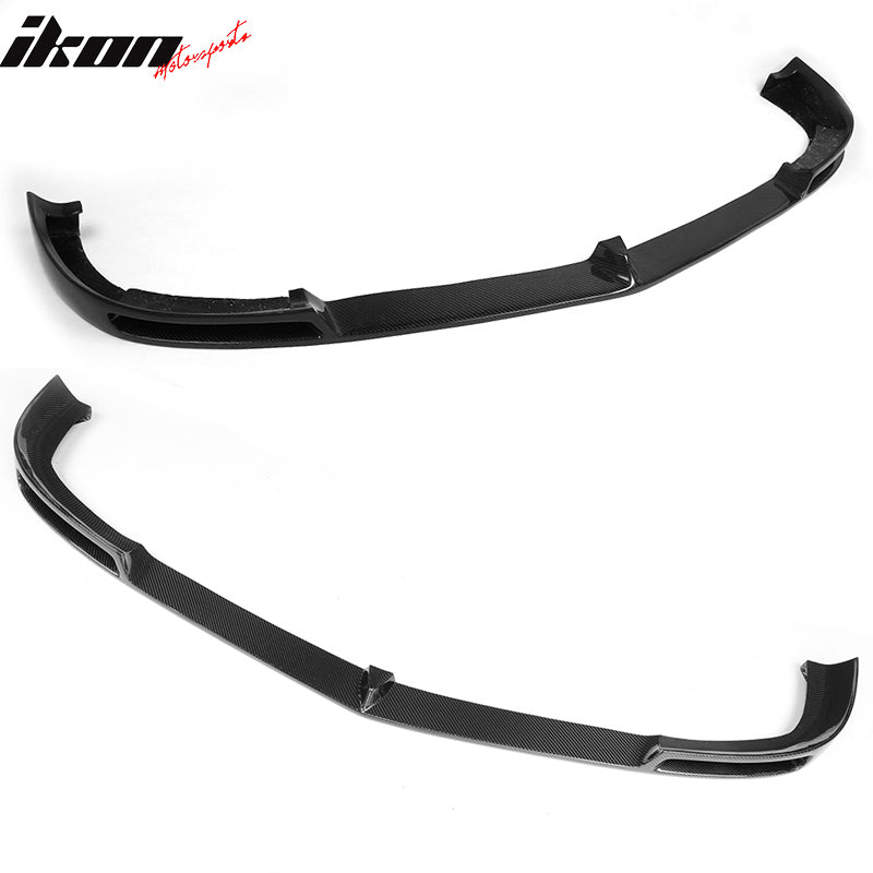 IKON MOTORSPORTS, Front Bumper Lip Compatible With 2012-2014 Mercedes-Benz C Class W204 C63 AMG, V Style Matte Carbon Fiber Front Lip Chin Valance Spoiler Splitter, 2013