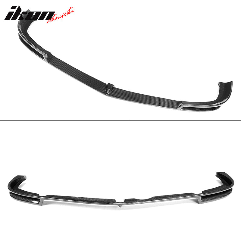 IKON MOTORSPORTS, Front Bumper Lip Compatible With 2012-2014 Mercedes-Benz C Class W204 C63 AMG, V Style Matte Carbon Fiber Front Lip Chin Valance Spoiler Splitter, 2013