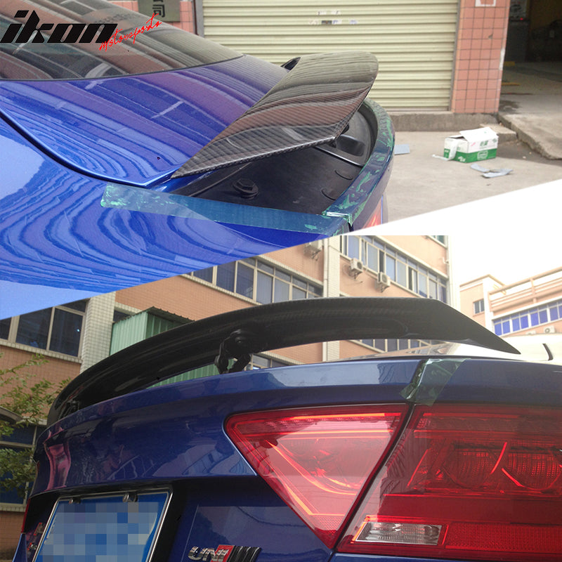 IKON MOTORSPORTS, Trunk Spoiler Compatible With 2012-2018 Audi A7 4G8 Sedan, Factory Style Matte Carbon Fiber Rear Spoiler Wing, 2013 2014 2015 2016 2017