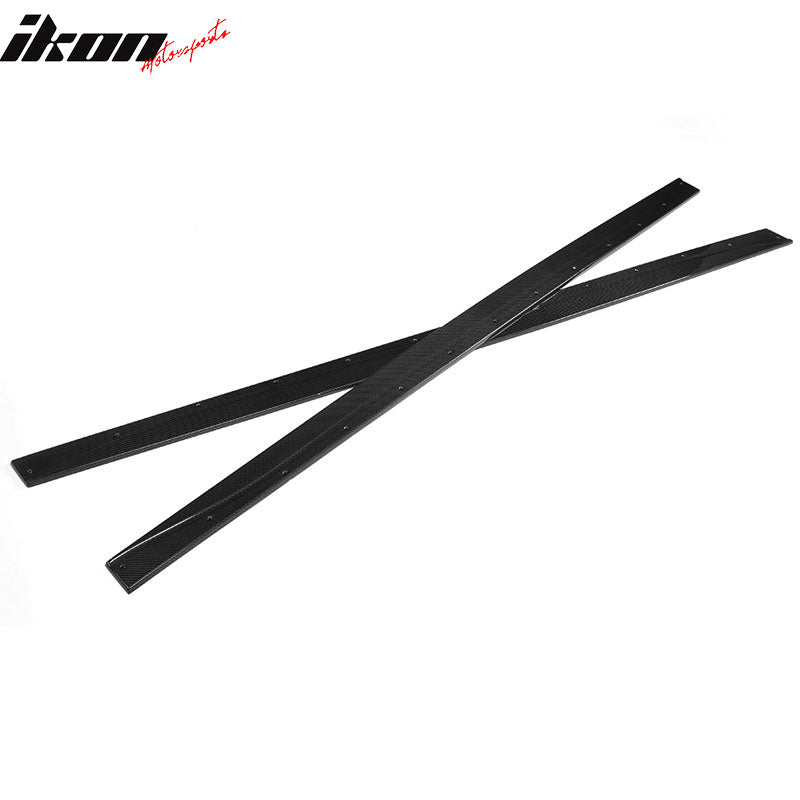 IKON MOTORSPORTS, Side Skirts Compatible With 2015-2020 BMW M4 F82 F83, MP Style Matte Carbon Fiber Side Skirt Extension Rocker Panel Driver Passenger, 2016 2017 2018 2019